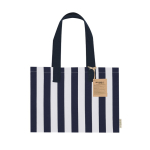 Bolsa de algodón reciclado con fuelle y asas largas 310g/m² color azul marino