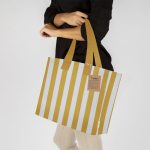 Bolsa de algodón reciclado con fuelle y asas largas 310g/m²