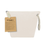 Neceser de algodón reciclado con cordón y cremallera 240g/m² color natural primera vista