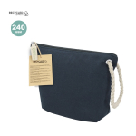 Neceser de algodón reciclado con cordón y cremallera 240g/m²