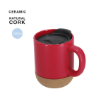 Taza de cerámica para llevar con base de corcho y tapa 330ml