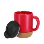 Taza de cerámica para llevar con base de corcho y tapa 330ml tercera vista