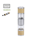 Molinillo manual doble para sal y pimienta de bambú y acero