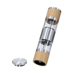 Molinillo manual doble para sal y pimienta de bambú y acero tercera vista