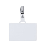 Identificador horizontal con pinza metálica y cierre extraíble color transparente primera vista