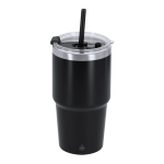 Vaso térmico de acero inoxidable doble pared con pajita 650ml color negro primera vista
