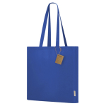 Bolsa con fuelle y asas largas reforzadas algodón reciclado 140g/m² color azul primera vista