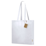 Bolsa con fuelle y asas largas reforzadas algodón reciclado 140g/m² color blanco primera vista