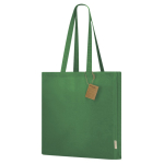 Bolsa con fuelle y asas largas reforzadas algodón reciclado 140g/m² color verde primera vista