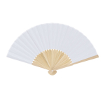 Abanico con varillas de bambú y tela de poliéster en colores color blanco primera vista