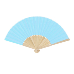 Abanico con varillas de bambú y tela de poliéster en colores color azul claro primera vista