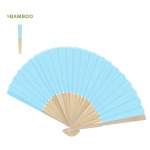 Abanico con varillas de bambú y tela de poliéster en colores