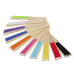 Abanico con varillas de bambú y tela de poliéster en colores cuarta vista