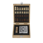 Set de juegos en bambú con tablero de ajedrez y estuche color natural primera vista