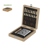 Set de juegos en bambú con tablero de ajedrez y estuche