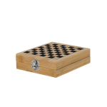 Set de juegos en bambú con tablero de ajedrez y estuche segunda vista