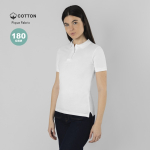 Polo mujer manga corta algodón piqué blanco fit femenino 180g/m²