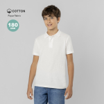 Polo infantil manga corta algodón blanco con refuerzo cuello 180g/m²