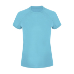 Camiseta técnica mujer manga corta ranglán poliéster 135g/m² color turquesa primera vista