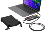 Bandolera de RPET con protección RFID y cinta con función de cable tercera vista