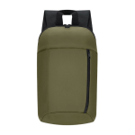 Mochila corporativa de piel sintética con cierre de cremallera color verde oscuro primera vista