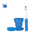 Set dental de viaje con cepillo y vaso plegable en bolsa de plástico