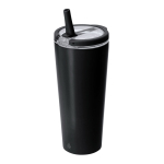 Vaso térmico de acero inoxidable reciclado con pajita 700ml color negro primera vista