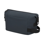 Neceser de piel sintética con cremallera y asa lateral color azul marino primera vista