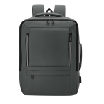 Mochila extensible cuero sintético para portátil con entrada USB 15” color gris oscuro primera vista