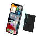 Tarjetero de piel sintética reciclada con fijación y cierre magnético tercera vista