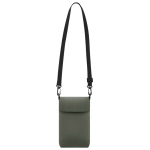 Bandolera de piel sintética con cierre de velcro y cinta ajustable color verde oscuro primera vista