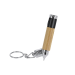 Linterna portátil de bambú con bolígrafo integrado tinta azul tercera vista