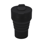 Vaso plegable de silicona con tapa y boquilla deslizante 350ml color negro primera vista