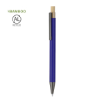 Bolígrafo de aluminio reciclado con pulsador de bambú tinta azul