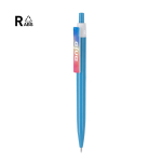 Bolígrafo de plástico reciclado con clip y sistema pulsador tinta azul