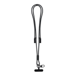 Lanyard porta móvil de poliéster RPET con cable de carga integrado color negro primera vista