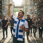 Altavoz bailarín con diseño de balón de fútbol y asa de transporte tercera vista