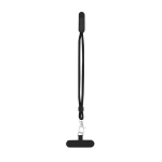 Pulsera portamóvil ajustable con mosquetón metálico y soporte color negro primera vista