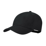 Gorra de 5 paneles de microfibra con cierre ajustable de velcro color negro primera vista