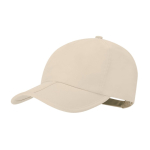 Gorra de 5 paneles de microfibra con cierre ajustable de velcro color natural primera vista