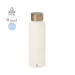 Botella acero inoxidable con acabado gomoso y tapa de bambú 700ml