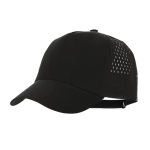 Gorra de microfibra de 5 paneles con perforaciones atrás color negro primera vista