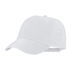 Gorra de microfibra de 5 paneles con perforaciones atrás color blanco primera vista