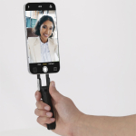 Soporte magnético para móvil plegable con mosquetón y altura ajustable