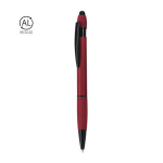 Bolígrafo puntero de aluminio reciclado y acabado gomoso tinta azul