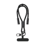 Muñequera de RPET con cable cargador y traspaso de datos 60W color negro primera vista