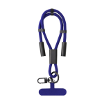 Muñequera de RPET con cable cargador y traspaso de datos 60W color azul primera vista