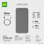 Powerbank 20000mAh con 3 cargas simultáneas y puertos USB-A y USB-C color negro sexta vista