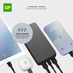 Powerbank 20000mAh con 3 cargas simultáneas y puertos USB-A y USB-C color negro septima vista