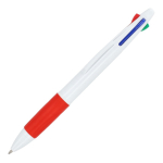 Bolígrafo clásico de 4 colores de tinta con agarre antideslizante color rojo